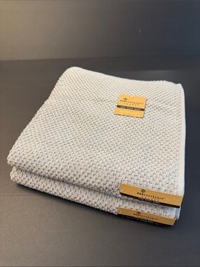 2pc ECOEXISTENCE Bamboo Zero Twist Loops Bath Towel Set - Pearl Gray
